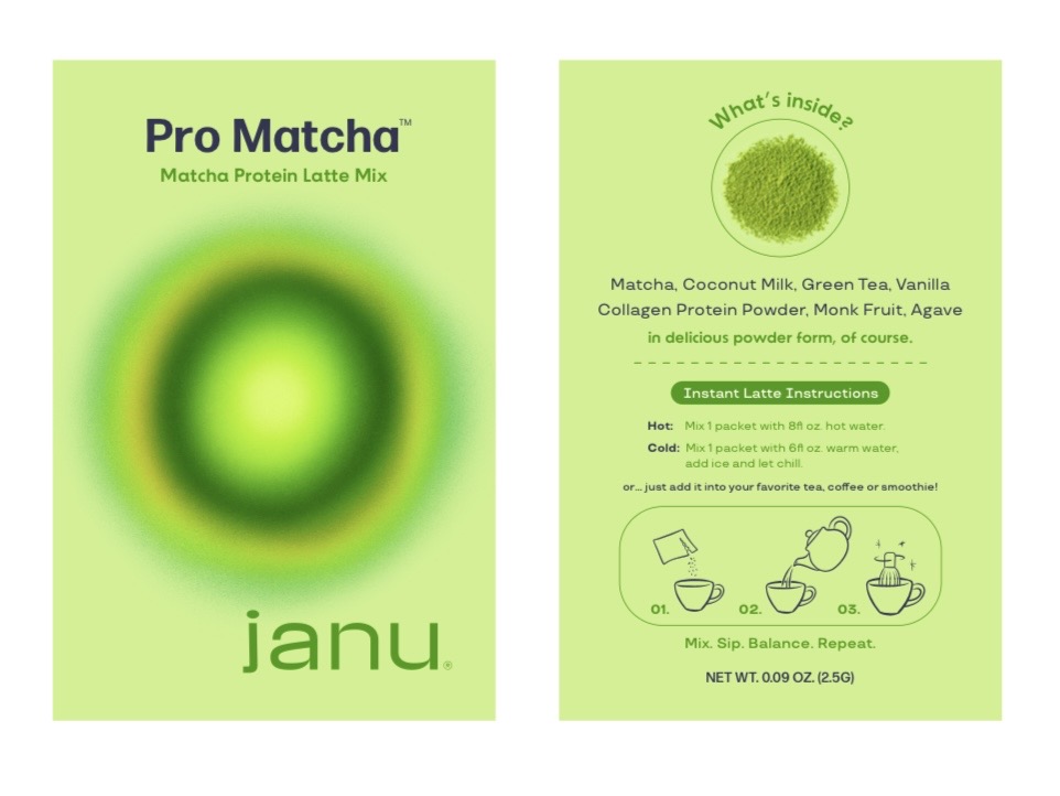 Janu — Pro Matcha front and back of pack