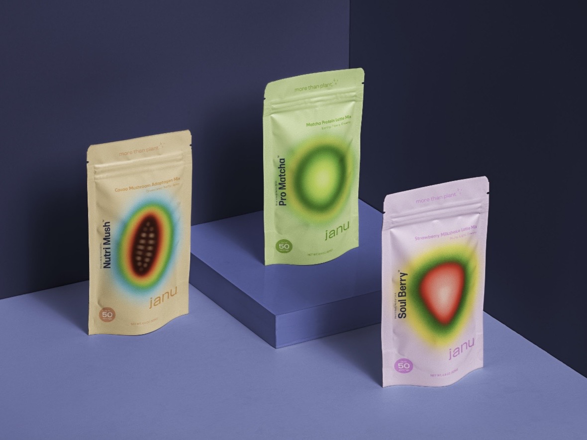 Janu — pouch range on blue set